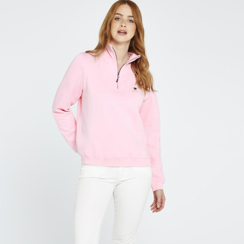 Pink Dubarry Womens Castlemartyr 1/4 Zip Jumper On Model