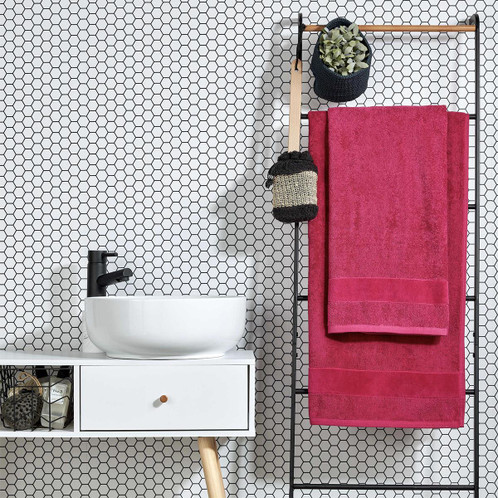 Very Berry Pink Christy Prism Towels Hanging