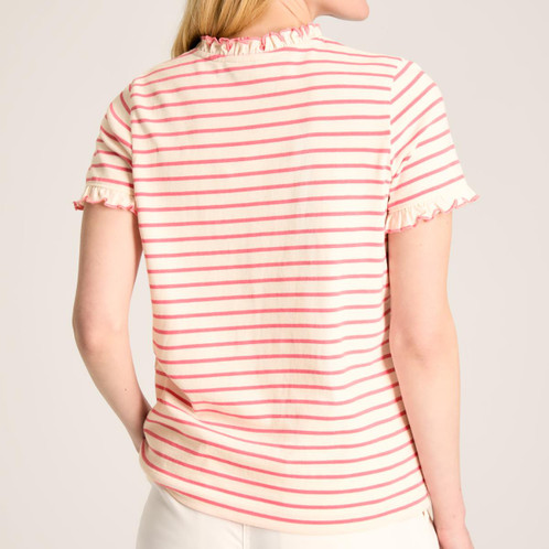 Pink Stripe Joules Daisy Womens Short Sleeved Top Model Back