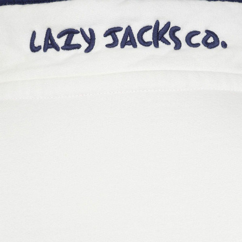 White Lazy Jacks Womens LJ14 Striped Button Neck Sweatshirt Back Neck