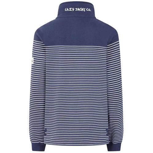 Twilight Lazy Jacks Womens LJ14 Striped Button Neck Sweatshirt Back