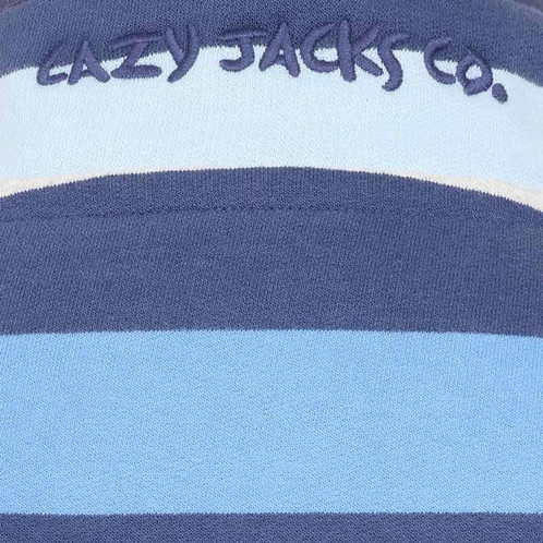 Winter Blues Lazy Jacks Womens LJ6 Striped Button Neck Sweatshirt Detail