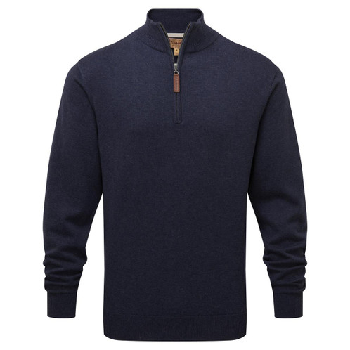 Navy Schoffel Mens Porthmeor Pima Cotton 1/4 Zip Jumper