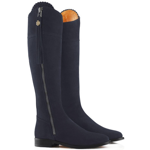 Navy Suede Fairfax and Favor Flat Regina Boot