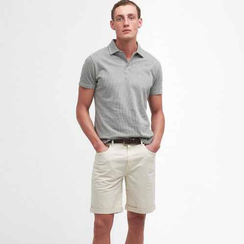 Rainy Day Barbour Mens Tickhill Polo Shirt On Model