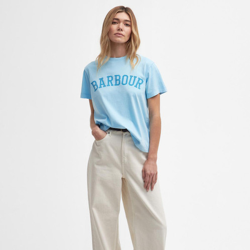 Blue Haze Barbour Womens Ella T-Shirt On Model