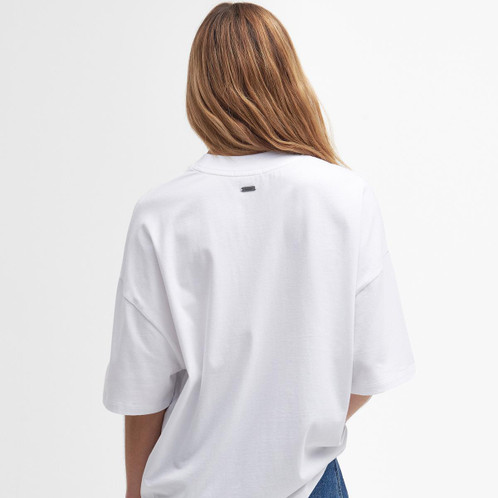 White Barbour Womens Joanne Top On Model Back