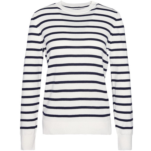 Cloud/Navy Barbour Womens Ellewood Stripe Knitted Jumper