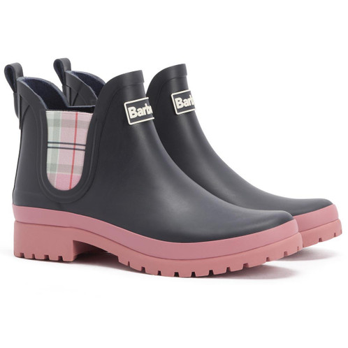Navy/Cherry Blossom Barbour Womens Mallow Ankle Wellington Boots