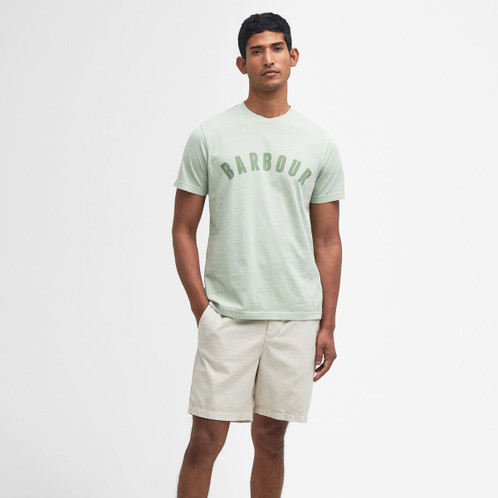 Sea Foam Barbour Mens Terra Dye T-Shirt On Model