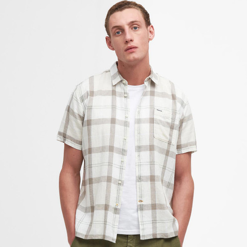 Saltmarsh Tartan Barbour Mens Croft Short Sleeve Summer Shirt On Model