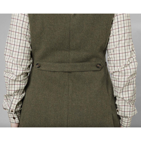 Moss Green Seeland Womens Hillside Harriet Waistcoat On Model Rear Detail