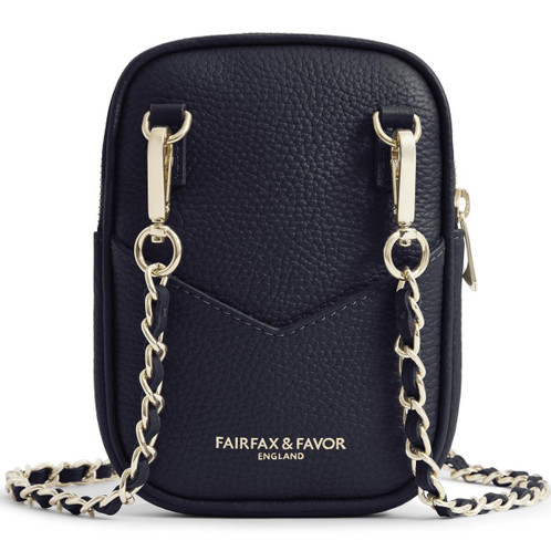 Navy Suede Fairfax & Favor Mini Finsbury Cross Body Bag Rear
