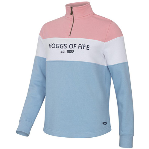 Pink/White/Blue Hoggs Of Fife Dumfries 1888 Ladies 1/4 Zip Sweatshirt