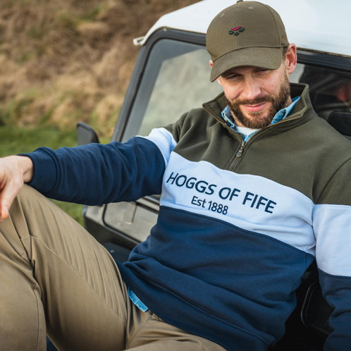 Forest/White/Navy Hoggs Of Fife Dumfries 1888 Gents 1/4 Zip Sweatshirt Lifestlye