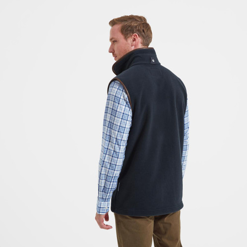 Navy Schoffel Oakham Fleece Gilet Model Rear