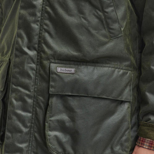 Barbour Mens Bleaberry Wax Jacket Model Detail