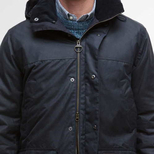 Navy Barbour Mens Bleaberry Wax Jacket Zip