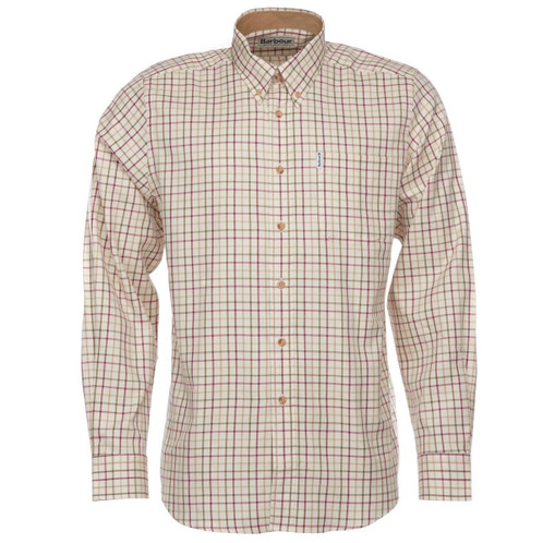 Red/Kaki Barbour Mens Sporting Tattersall Regular Shirt