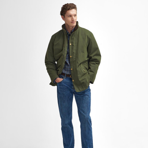 Olive Barbour Mens Winter Spoonbill Waterproof Jacket Model