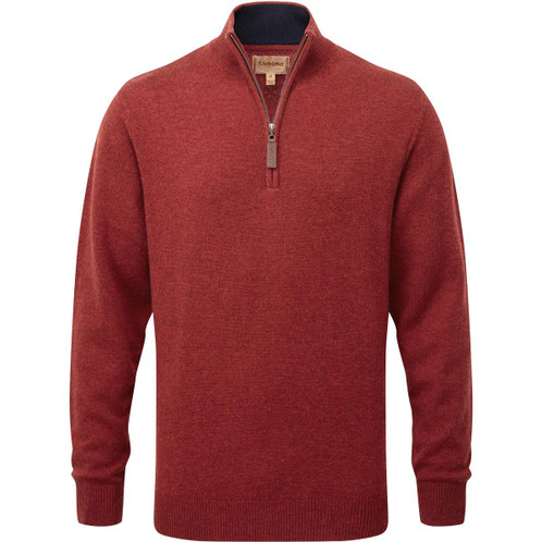 Deep Red Schoffel Mens Lewis Lambswool 1/4 Zip Jumper