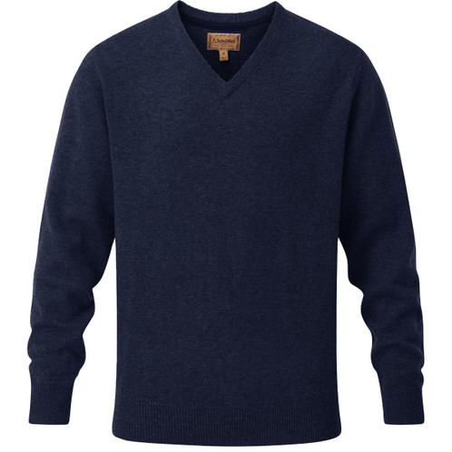 Navy Schoffel Mens Lewis Lambswool V Neck Jumper