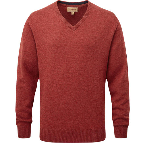 Deep Red Schoffel Mens Lewis Lambswool V Neck Jumper