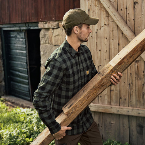 Green Check Harkila Mens Scandinavian Shirt Lifestyle