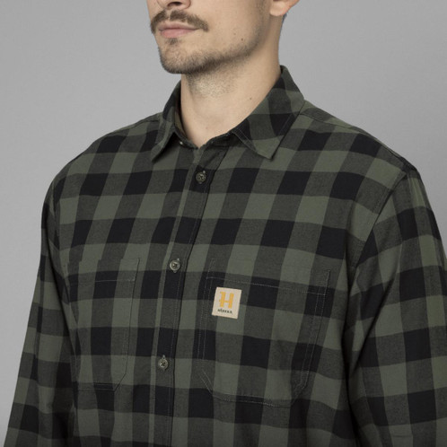 Green Check Harkila Mens Scandinavian Shirt