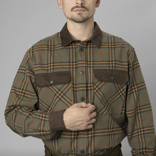 Grape Leaf/Terracotta Check Seeland Mens Banff Shirt On Model