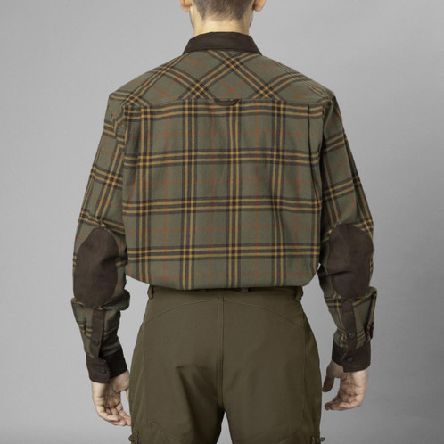 Grape Leaf/Terracotta Check Seeland Mens Banff Shirt On Model Back