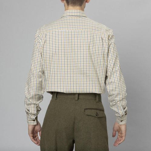 Classic Blue/Classic Brown Check Seeland Mens Oxford Shooting Shirt On Model Back