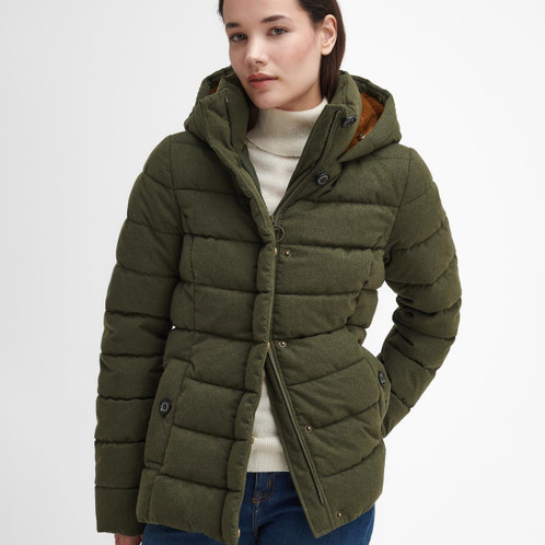 Olive Barbour Womens Camellia Puffer Jacket Model