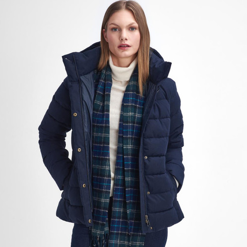 Navy Barbour Womens Camellia Puffer Jacket Model