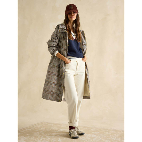 Dartmoor Check Joules Womens Holkham Printed Raincoat On Model