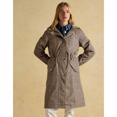 Henson Check Joules Womens Holkham Packable Raincoat On Model