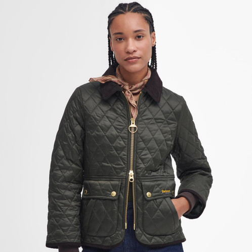 Sage/Ancient Barbour Womens Fitted Beadnell Quilt Jacket Model