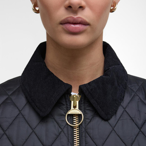 Black Barbour Womens Fitted Beadnell Quilt Jacket Zip