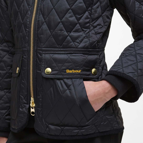 Black Barbour Womens Fitted Beadnell Quilt Jacket Pocket