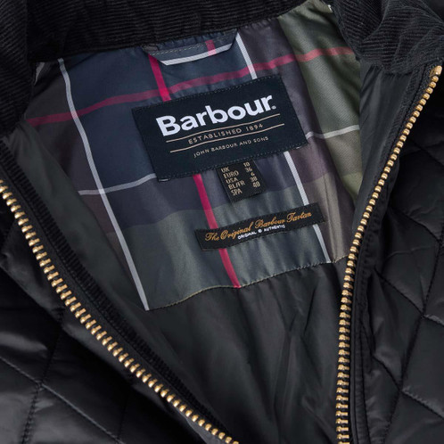 Black Barbour Womens Fitted Beadnell Quilt Jacket Lining