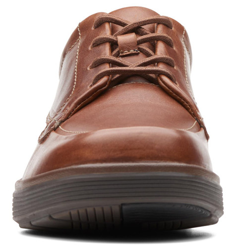 Dark Tan Leather Clarks Mens Un Abode Ease Shoe Front