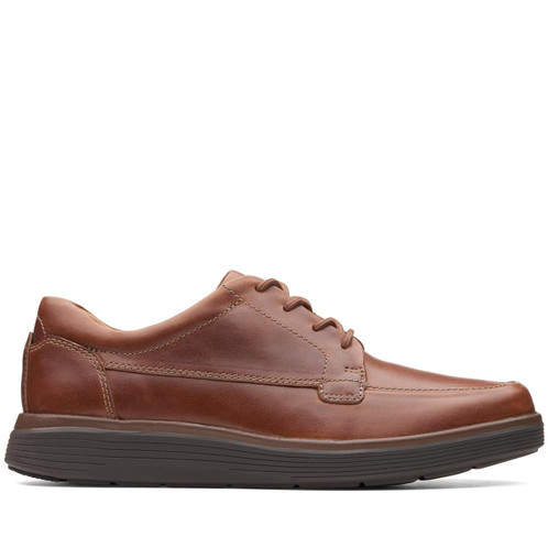 Dark Tan Leather Clarks Mens Un Abode Ease Shoe Side