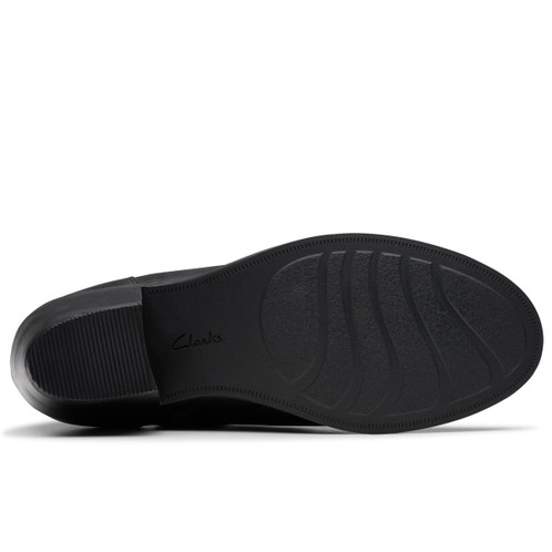 Black Leather Clarks Womens Neva Buckle Boot Sole