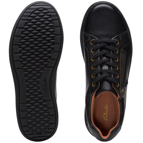 Black Leather Clarks Womens Nalle Lace Shoe Sole