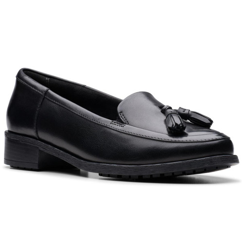 Black Leather Clarks Womens Havisham Edge Loafer
