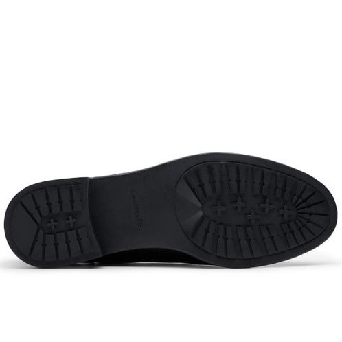 Black Leather Clarks Womens Havisham Edge Loafer Sole