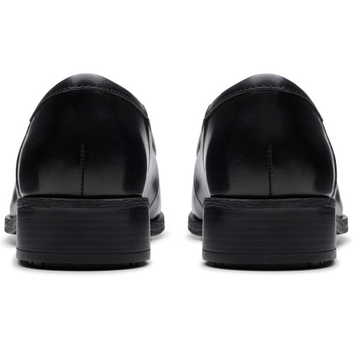 Black Leather Clarks Womens Havisham Edge Loafer Back