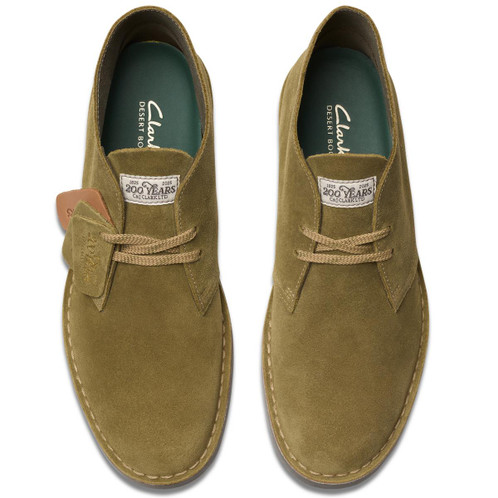 Olive Suede Clarks Mens Desert Boot Evo Top