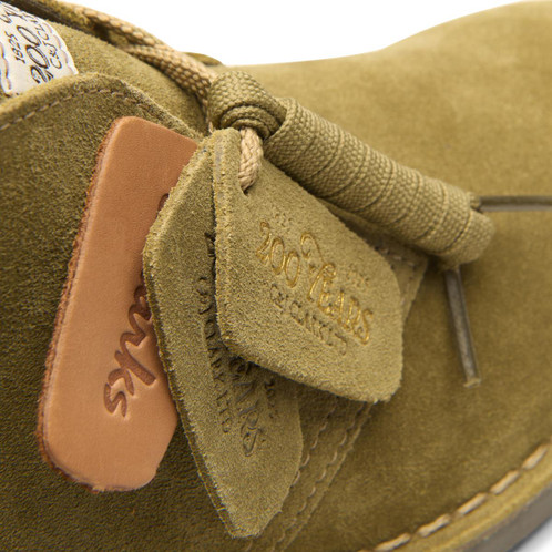 Olive Suede Clarks Mens Desert Boot Evo Tags