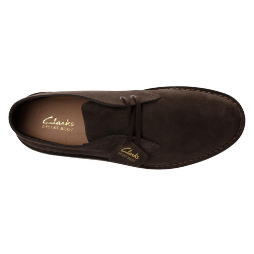 Dark Brown Suede Clarks Mens Desert Boot Evo Top View